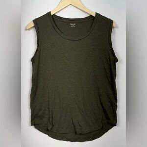 Madewell Tank Top Shirt Women Medium Gray Round Neck Sleeveless Curved Hem Adult